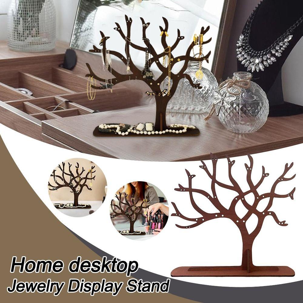 Wood Jewelery Tree Organizer Personalised Earring Display Bracelets Dangle Stud Earring Holder