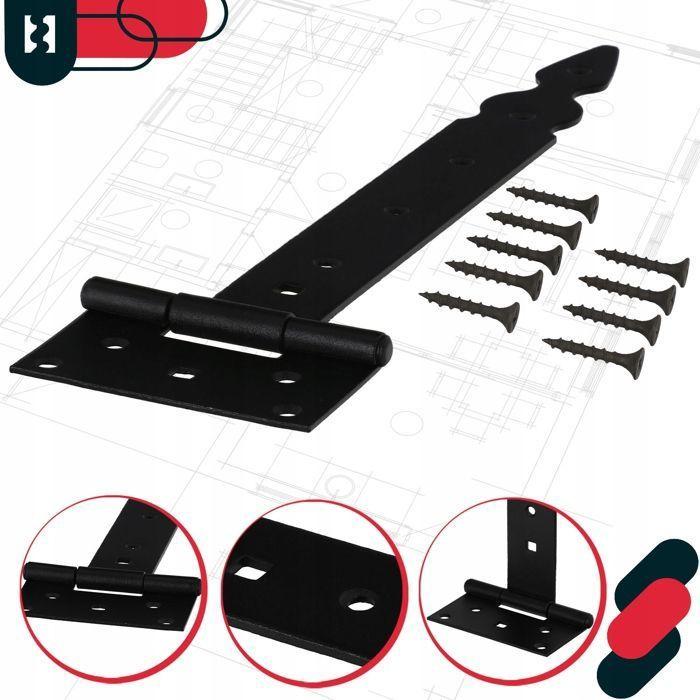 Charnières de porte - KOTARBAU - 300 mm - Acier galvanisé - Revêtement en poudre - 2pcs