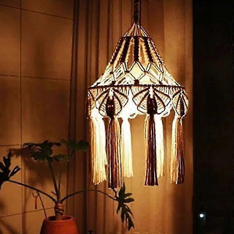 Woven Lamp Shade Macrame Wall Hanging Lamp Room Coffee Restaurant Decoration Tapestry Lampshade Bedroom Decor hwy