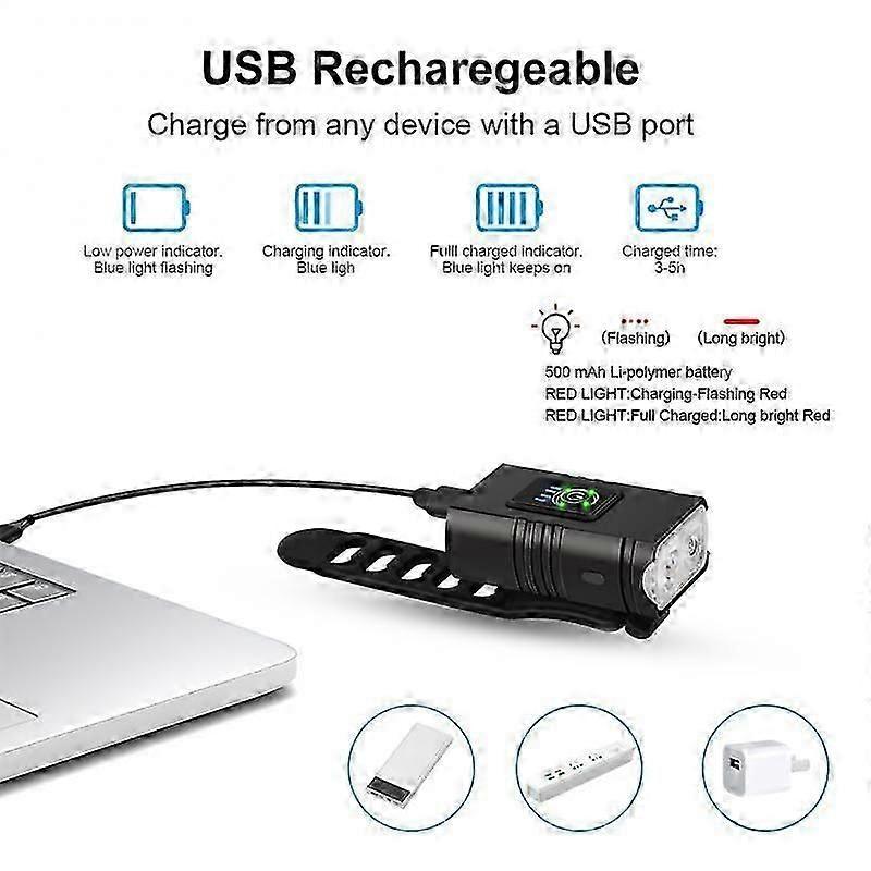 USB Rechargeable Bike Light T6 LED MTB Bicycle Front Back Rear Taillight Cycling