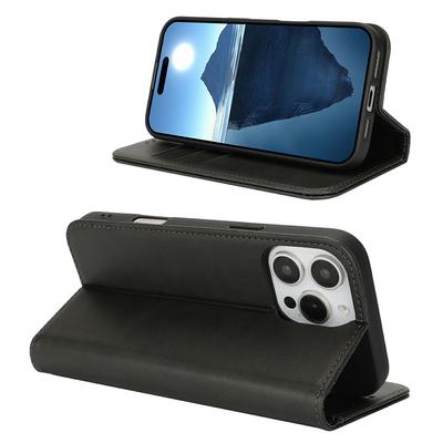 For iPhone 16 Pro Case PU Leather Calf Textured Magnetic Closing Smart Phone Cover