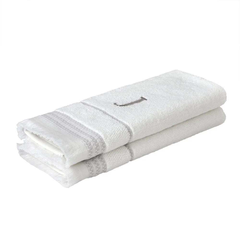 Casual Monogram Hand Towel Set 2-Pack Personalized Cotton Terry Embroidered Gift Wedding Home Decor Absorbent Soft Towel