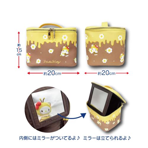 Hatayama Shoji Sanrio Mirrored Vanity Pouch, Honeybee and Hello Kitty, Approx. H15 x W20 x D20cm, Product Number: 34203279