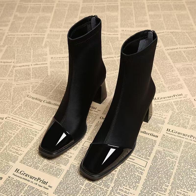 Fashion Women Ankle Boots Suede High Heels Fashion Shoes Chunky Motorcycle Boots Trend Winter New Pumps Botas Short Boot35-40