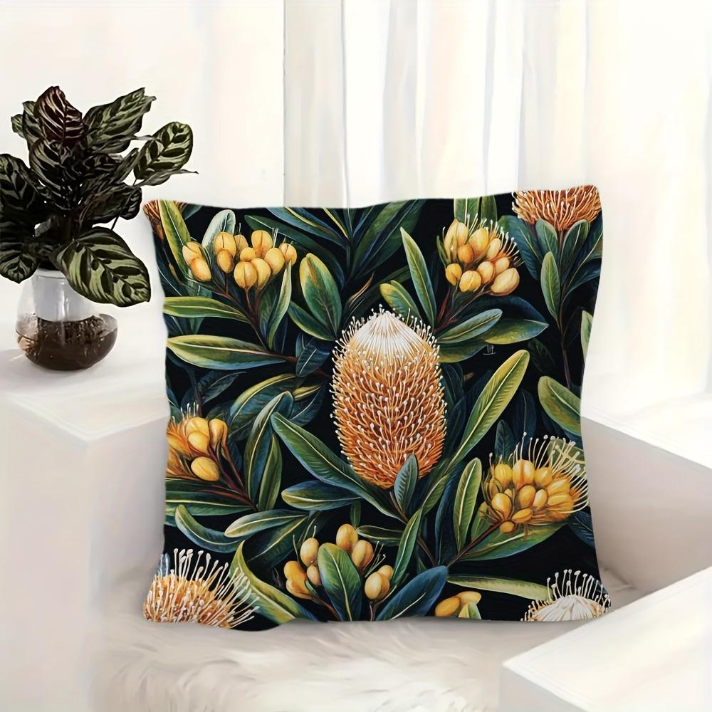 1 vintage Australian nature reserve floral pillowcase, short plush