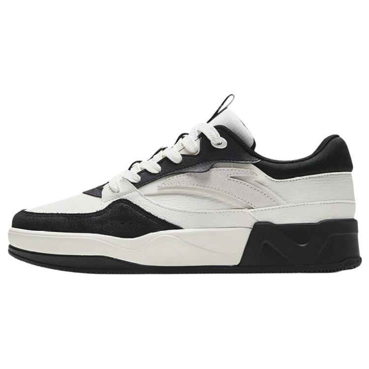 New Anta C37 Series Anti Slip Wear Resistant Low Top Skateboard Shoes Men's Black White 912338003-3