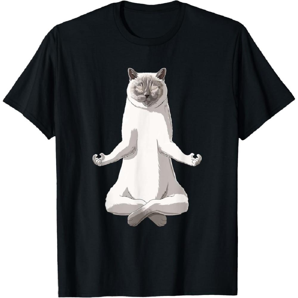 Funny Yoga British Shorthair Cat T-Shirt for Men Women Kids XXXXXL чёрный