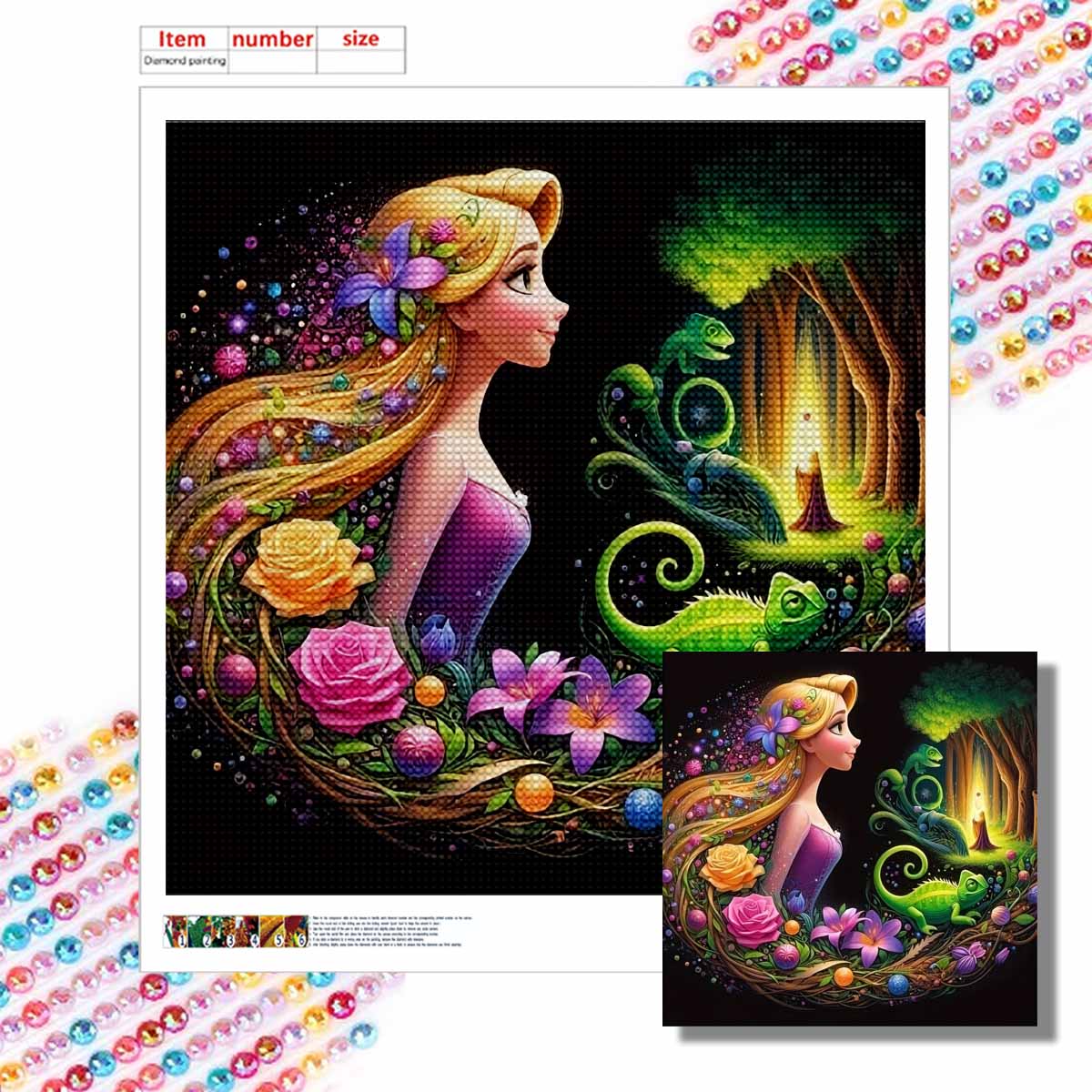 

Алмазная живопись своими руками Круглые алмазы Красивая принцесса Полная алмазная мозаика Украшение для дома Живопись Набор для вышивания крестом Round 20x20cm