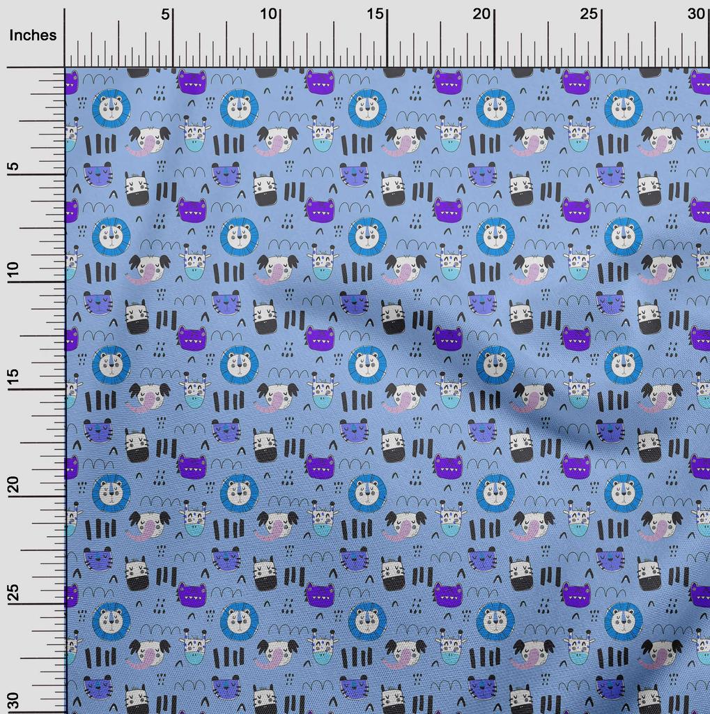 oneOone Cotton Flex Brown Fabric Kids Animal Quilting Supplies Print Sewing Fabric by The Yard 40 Inch