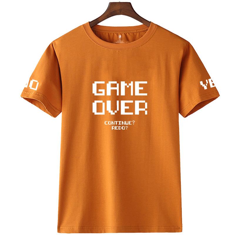 Herren Kurzarm Sommer Buchstaben T-Shirt Übergröße Locker Lässig Rot Reine Baumwolle T-Shirts Herren