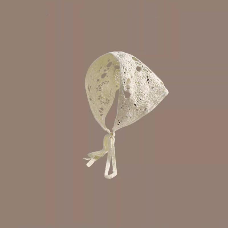 Spring & Autumn Korean Crochet Triangle Scarf & Hairband - Cute Floral Style for Women & Girls