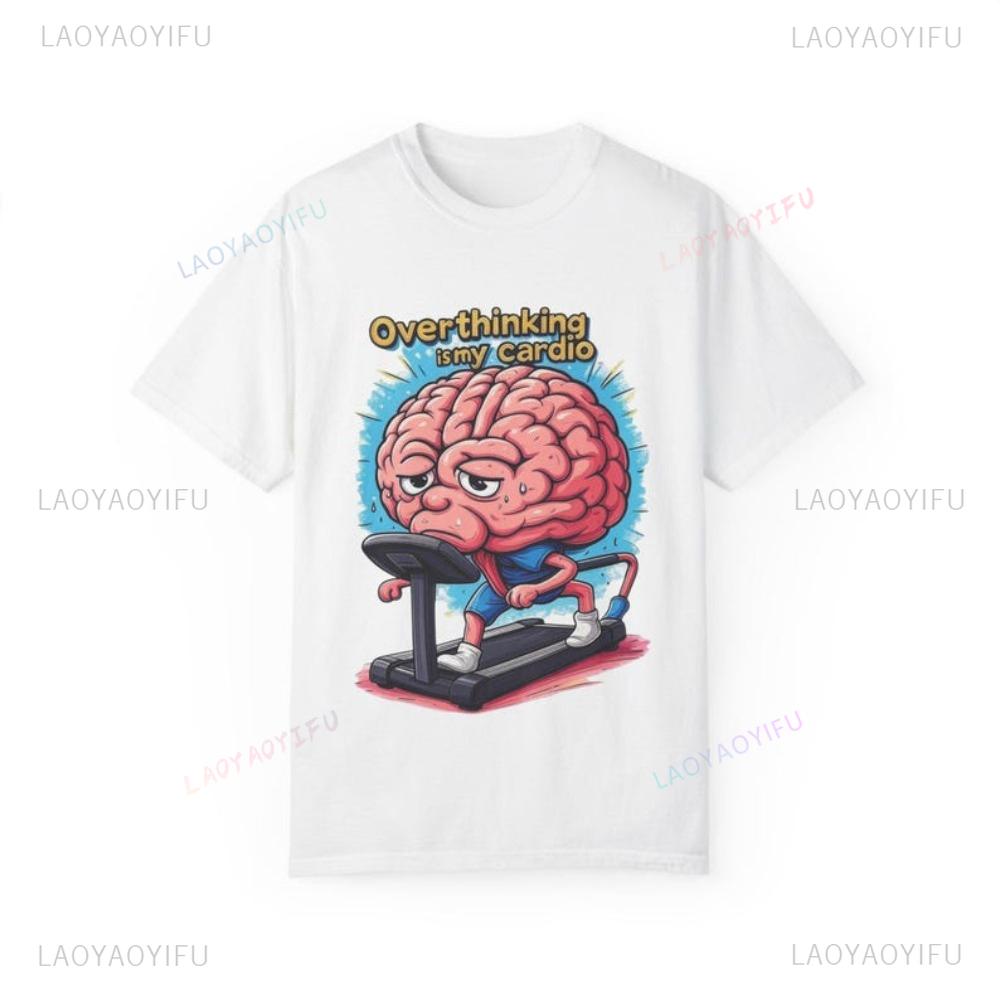 Funny Overthinking Brain Treadmill Cardio Graphic T-shirt XXXXL