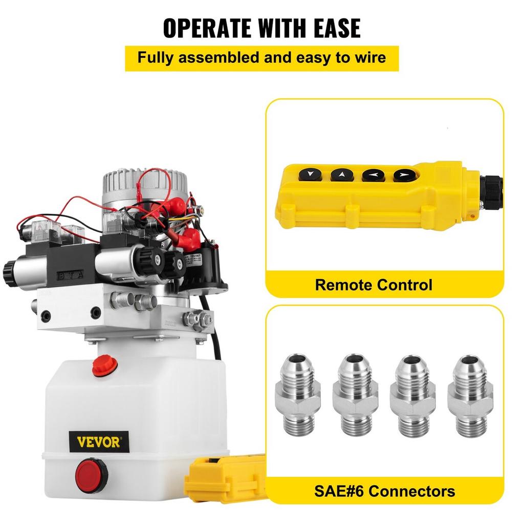 12V DC Double Acting Double Solenoid Hydraulic Power Pack 4.5L Tank