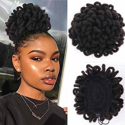Kinky Hair Bun Synthetic Ponytail Hair Extensions Drawsting Short Ponytail Fluffy Afro Short Hair Buns