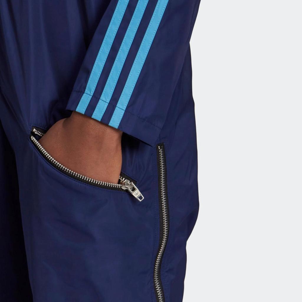 Adidas X Lotta Volkova Gestreifter Bequemer Lässiger Jumpsuit mit Reißverschluss Damen Jumpsuit Marineblau GE5842