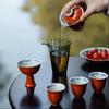 Hand-Painted Alum Red Ceramic Kung Fu Tea Set