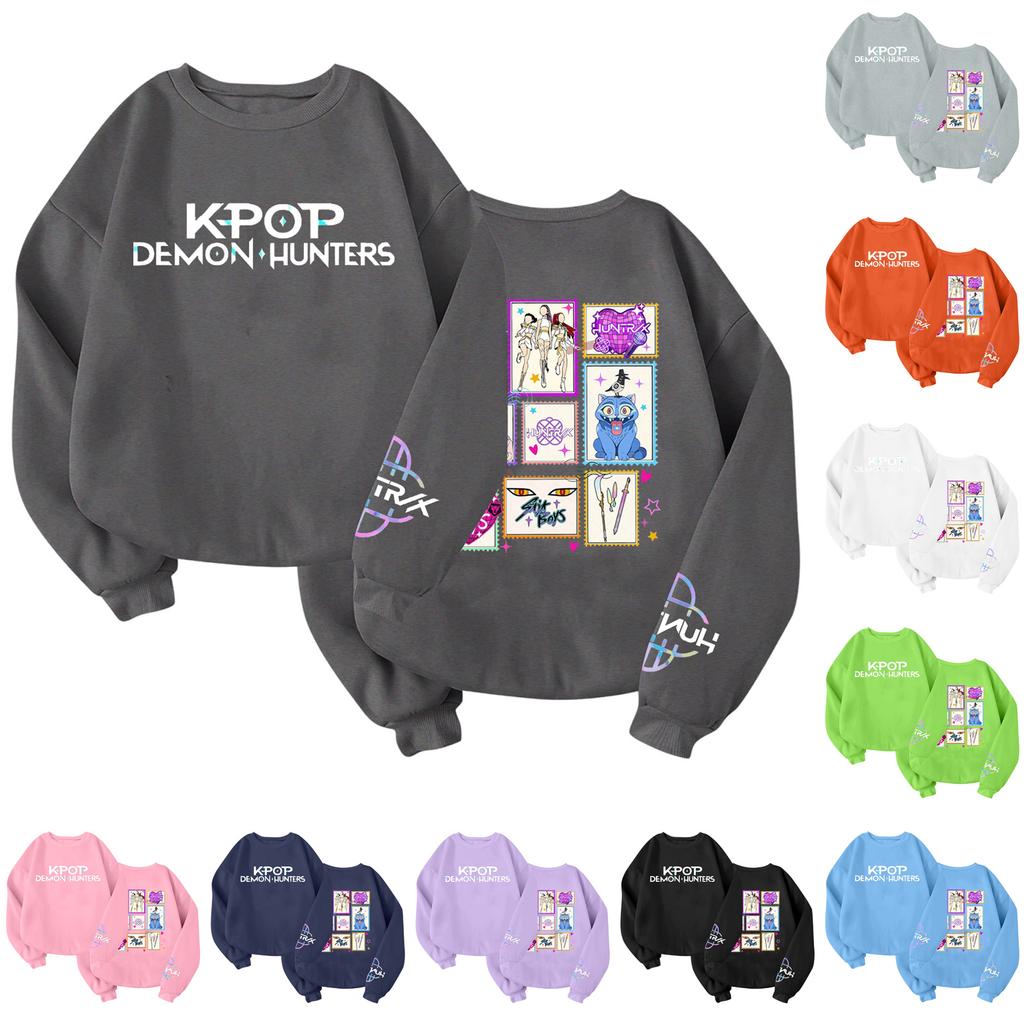 Children's Fashionable Lightweight Long-sleeved Round Neck Pullover With Pockets Printed Pullover