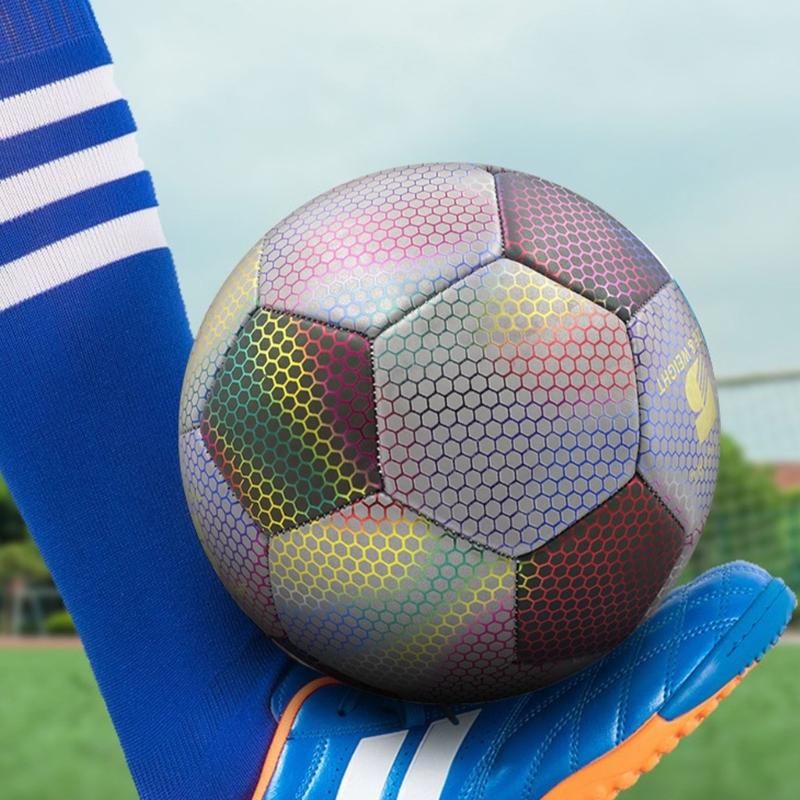 Outdoor Sports Reflective Football Indoor and Outdoor Training Balls Luminously Colorful Soccer Balls for Adult Training