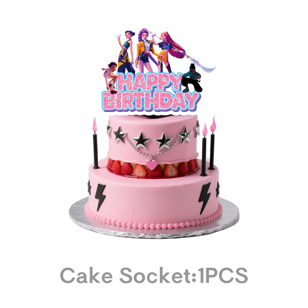 Cacciatori di Demoni Decorazioni per Festa di Compleanno Stoviglie Banner Decorazioni Topper per Torta Palloncino Ragazza Bambino Coreano Kpop Anime Set Forniture per Festa