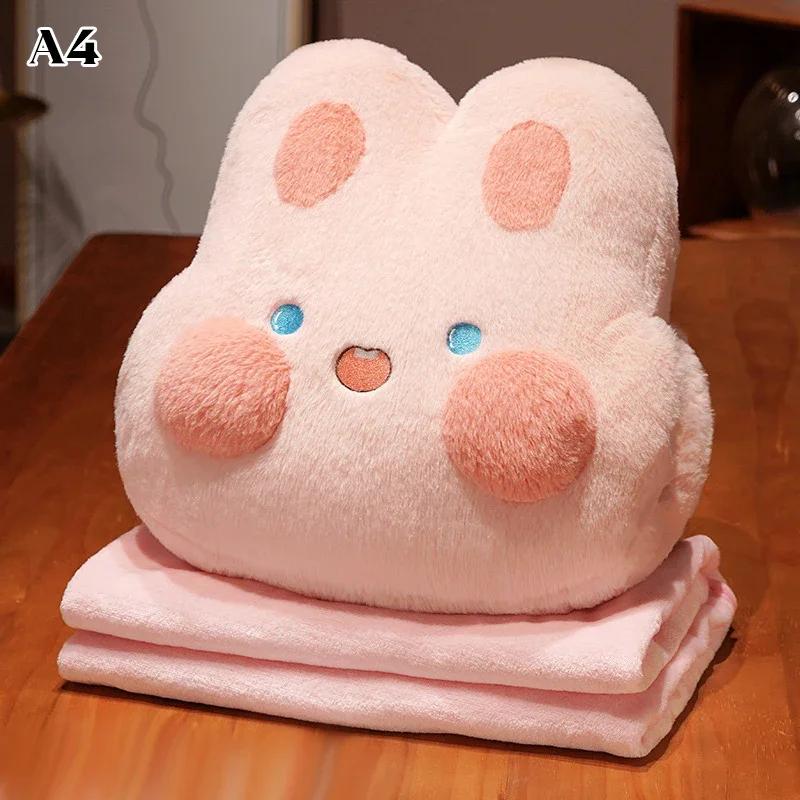 Winter Plush 3-In-1 Pillow Blanket Cartoon Fill Warm Hands Home Car Travel Bedroom Bed Sofa Office Cute Waist Support Blanket