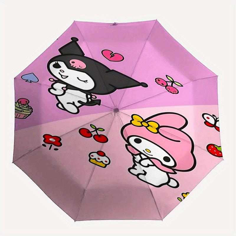 Kuromi, My Melody Automatic Opening and Closing Folding Umbrella with 8 Rib Frame and Compact Travel Design, Perfect for All Occasions | Sty