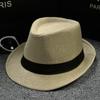 Cotton and Linen Fabric Panama Solid Color Top Hat Jazz Hat Sun Hat Men's and Women's Couple British Sun Hat
