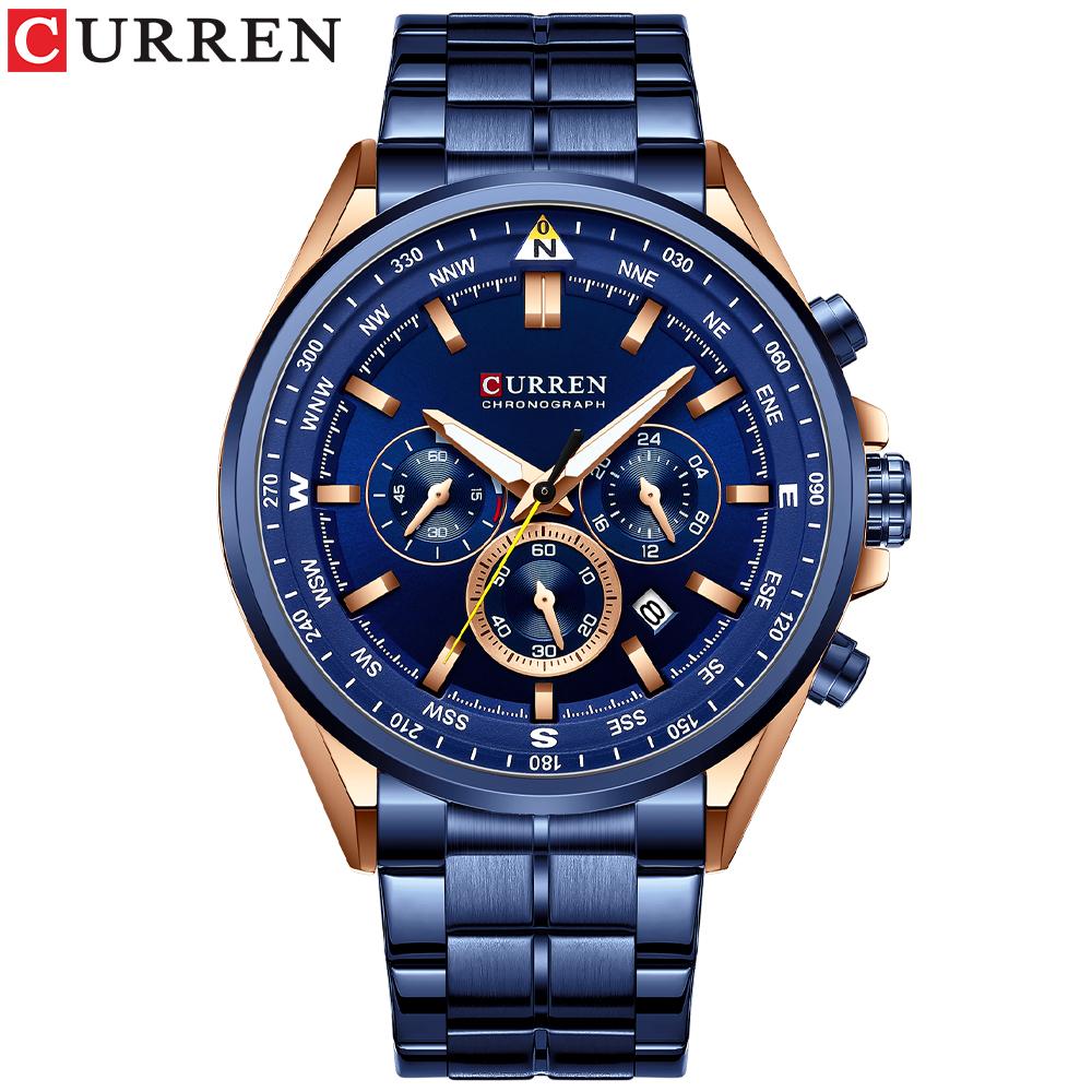 CURREN Luxury Wrist Watches for Men Stainless Steel Quartz Wristwatches with Chronograph Casual Sport Clock 8399 erkek kol saati