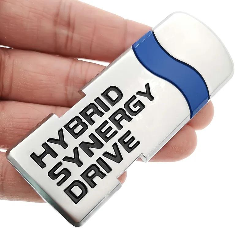 RE021Pcs 3D Car Styling Hybrid Synergy Drive Metal Car Stickers Emblem Auto Badge Decal For Toyota Prius Camry Crown Auris Rav4s Car