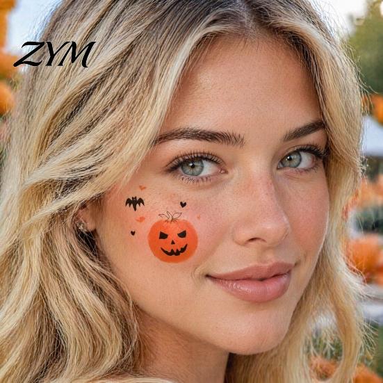 Scary Costume Accessories Halloween Face Temporary Tattoos, Realistic Waterproof Water Transfer Stickers, Skin-friendly Unique Decorations Breathable