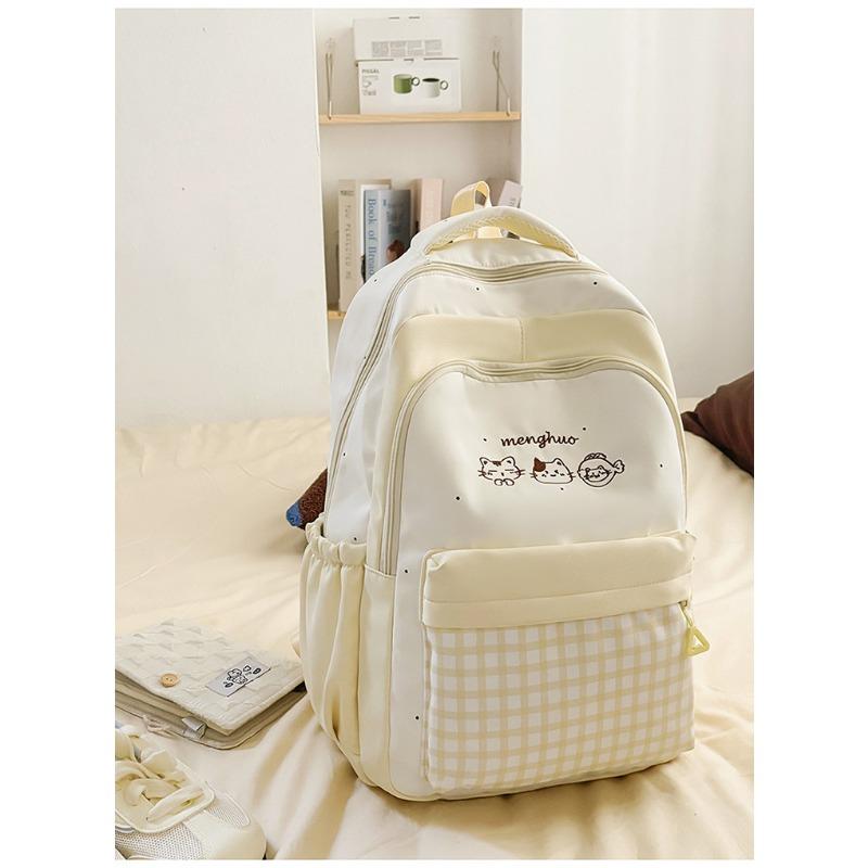 Lightweight and Large-capacity Backpack, New Japanese Ins, High-value, Fresh and Sweet Plaid, Junior High School Schoolbag.
