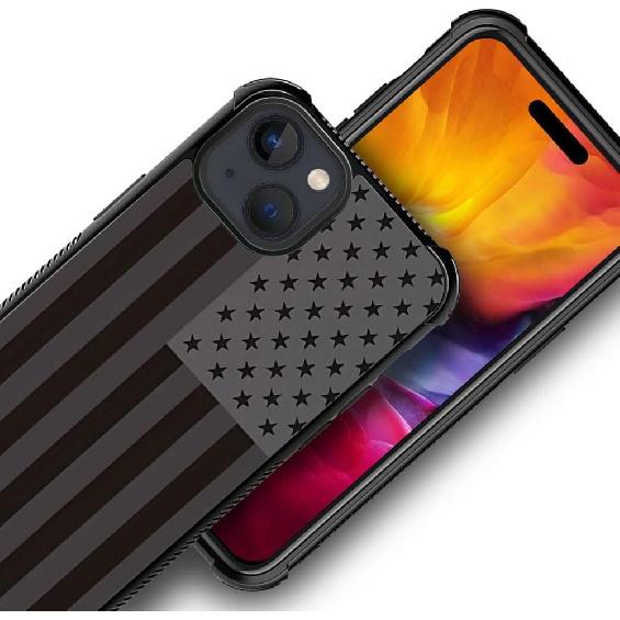 Case Compatible with iPhone 15,H Gray American Flag G3 Pattern Design Scratch and Shock Resistant Rugged TPU Protective Case for iPhone 15