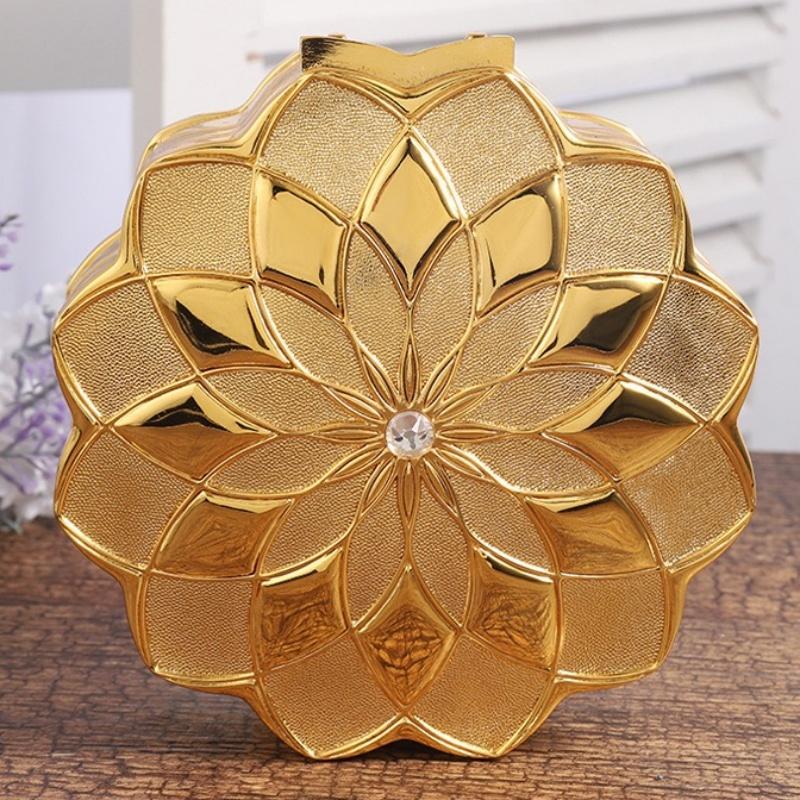 Mini Bracelet Storage Box Jewelry Organizer,Inlaid Gem Circle Golden Enamel Alloy Ring Storage Jar Dresser Display Couple Gifts