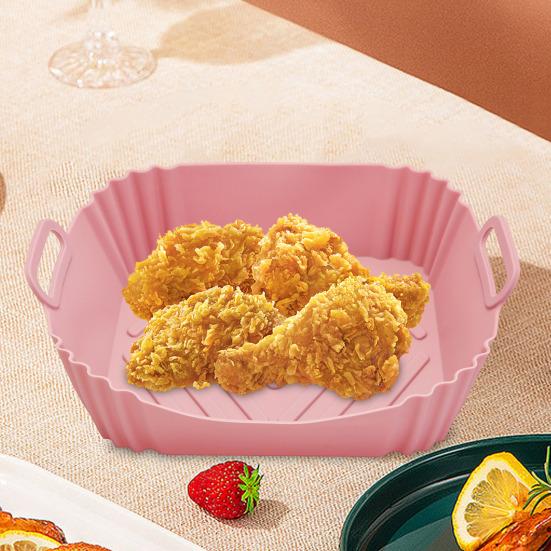 Silikon Heißluftfritteusen-Einlagen Quadratisches Backblech Wiederverwendbarer Heißluftfritteusenkorb Küchen-Kochgadget für Heißluftfritteuse