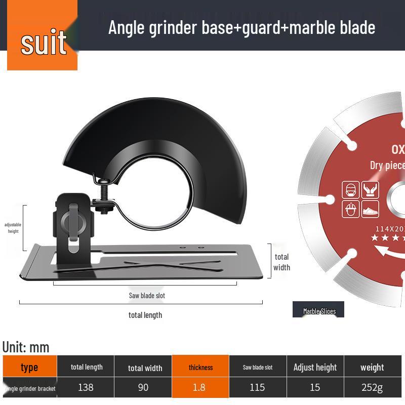 Waterproof Dustproof Angle Grinder Protective Cover and Grooving Base Set