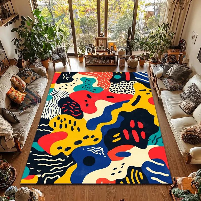 

Ковер с цветным рисунком граффити, нескользящий ковер для дома, гостиной, спальни, кухни, коврик для ванной комнаты, декоративный коврик для пола, коврик для двери 40X60cm-16x24in