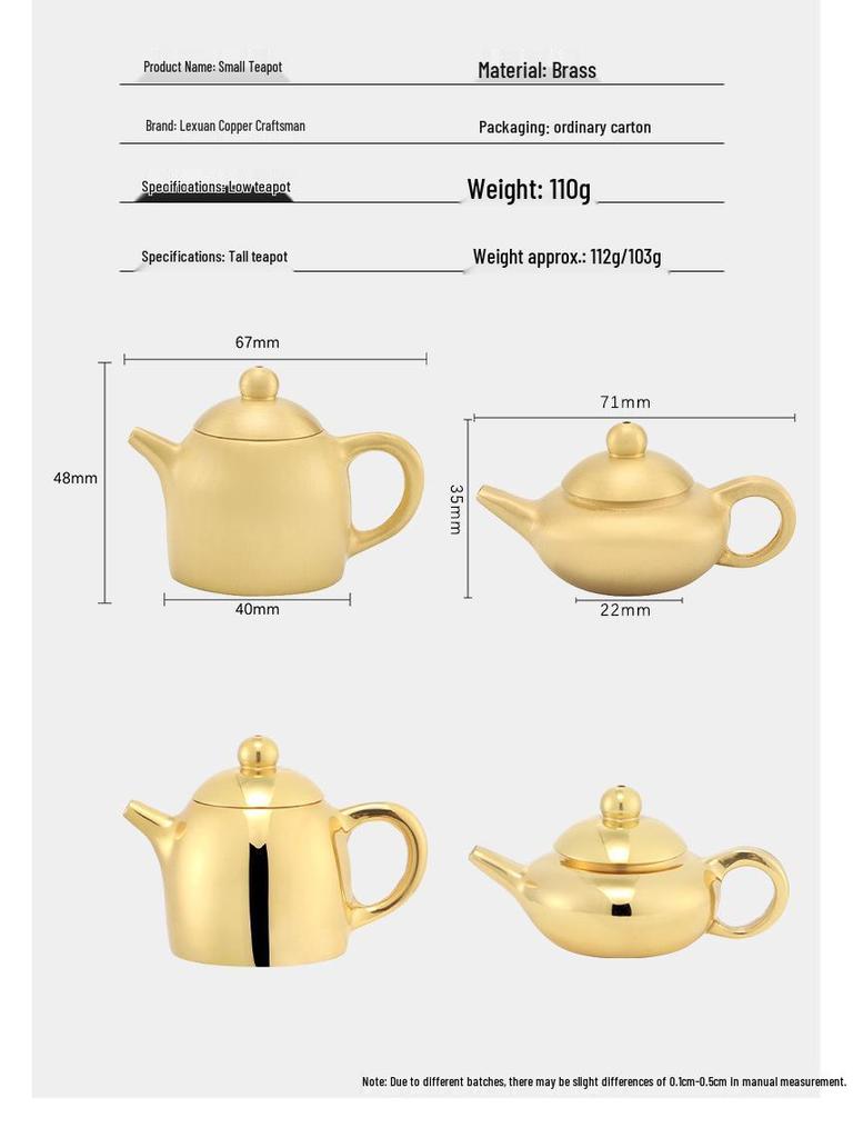 Mini Copper Teapot with Brass Handle - Luck-Bringing Ornament and Incense Holder