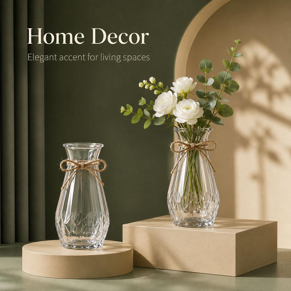 Hochwertige Vase aus Kunststoff im Diamantstil, transparente Vase, geeignet für Tischdekoration, Hochzeit, Zuhause, Tischdekoration