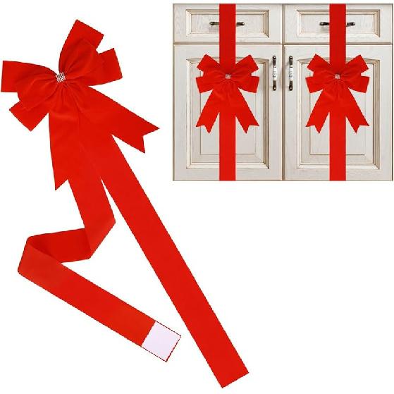 6 Pcs Pink Cabinet Bows Large Pink Velvet Ribbons Easter Cabinet Door Spring Bows for Easter Birthday Wedding Spring Christmas Party (Pink)