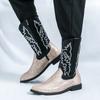 Men’s Pointed Toe Embroidered Western Cowboy Boots Casual Retro Dress Leather Men’s  Mid-calf Boots Plus Size