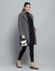 MONTE CARLO Womens Self Design Black Notch Lapel Full Sleeve Coat