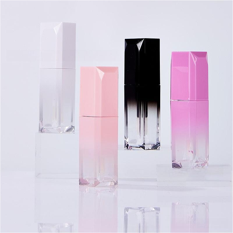 5ml Square Gradient Lip Gloss Tube, Empty Refillable Lip Glaze Container, Wholesale Cosmetic Packaging