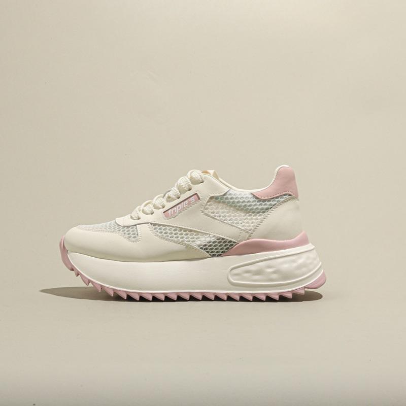 Mesh platform fashion Forrest Gump shoes women's 2025 spring new lightweight little white shoes versatile casual sports dad shoes