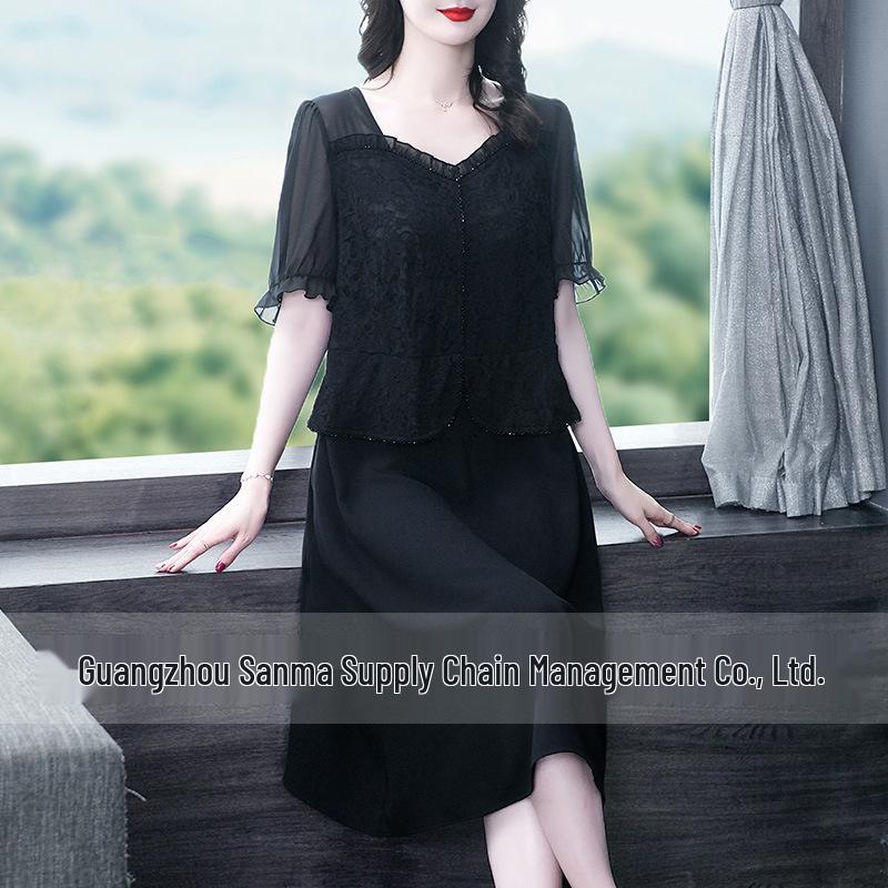 2025 Summer Fashion Plus Size Chiffon Two-Piece Slimming Dress for Women