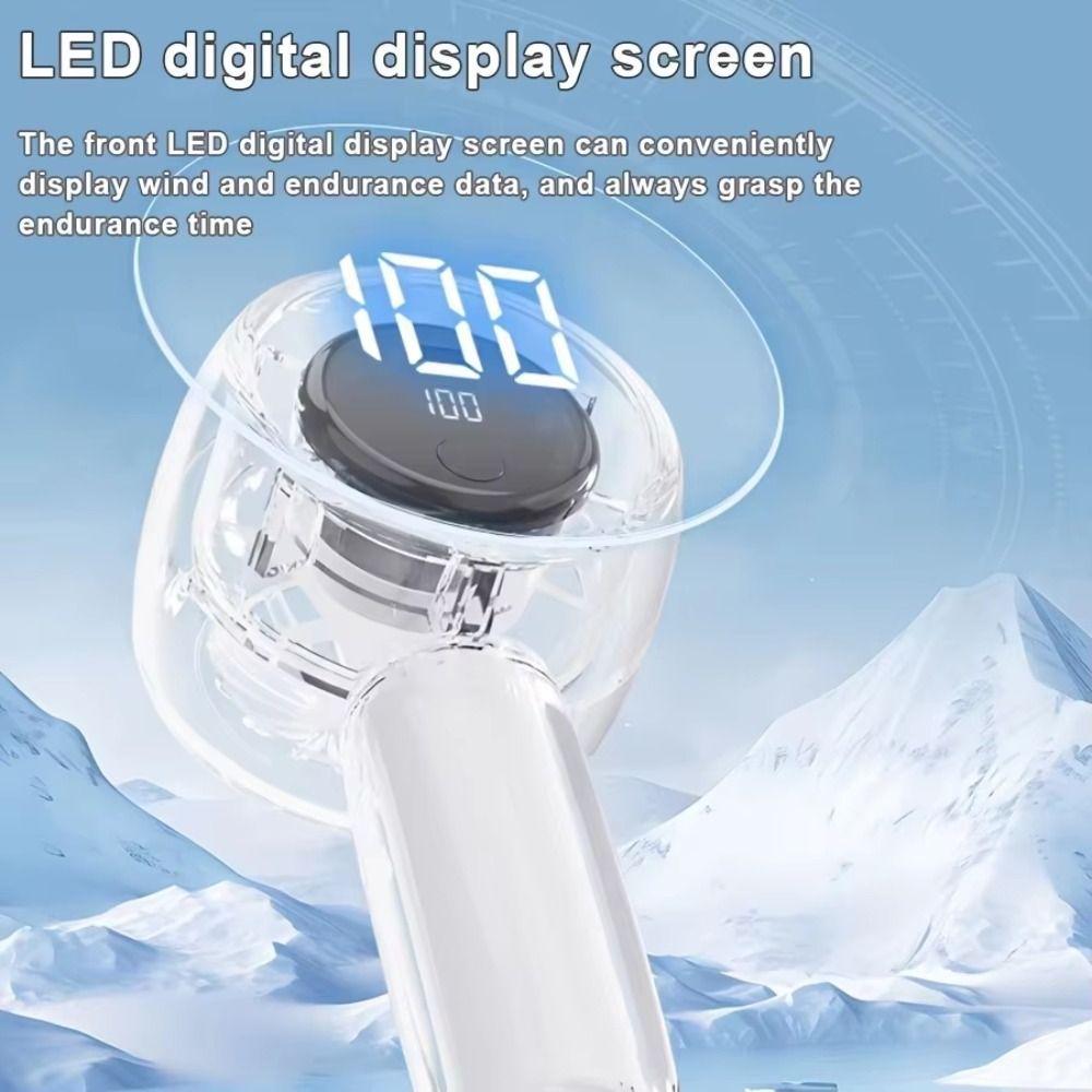 Transparent Portable Handheld Fan 111 Speed Adjustable Color Light Mini Electric Fan with Lanyard LED Digital Display
