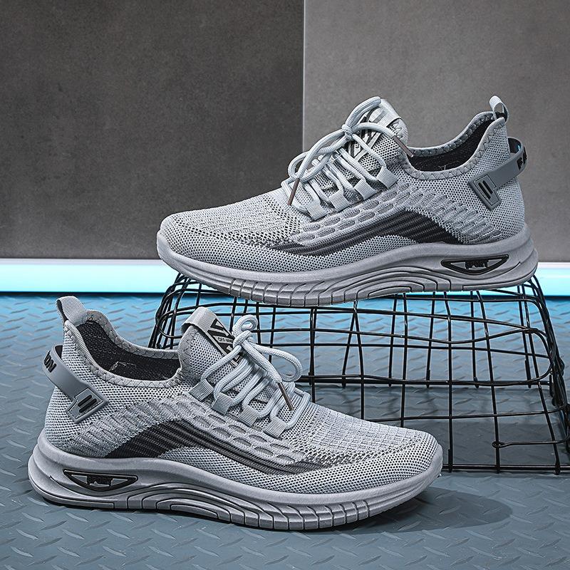 Large size men's shoes new breathable sports shoes fly-woven mesh casual shoes fashion sports trend men's shoes