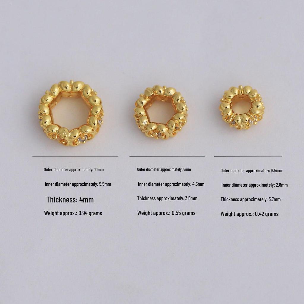 18K Gold-Plated Zircon Flower Spacer Beads with Rhinestones for DIY Jewelry