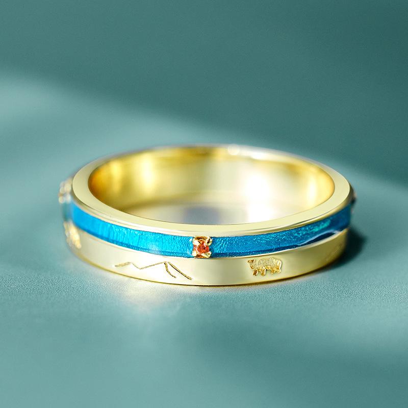 

Original New Product Guochao Ring Women s Niche Premium 925 Sterling Silver Drop Glaze Ring Premium Light Luxury Ring No. 6