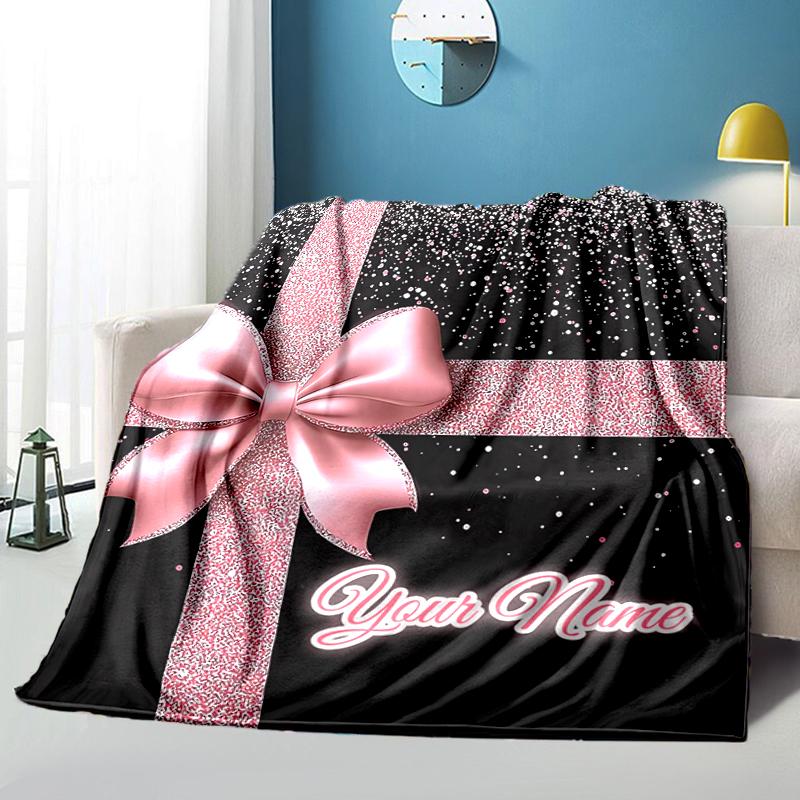 1PC Custom Name Gift Sparkle Flannel blankets Patterns Throw Blanket All-Season Soft Gift for Couch, Bed, Camping gifts