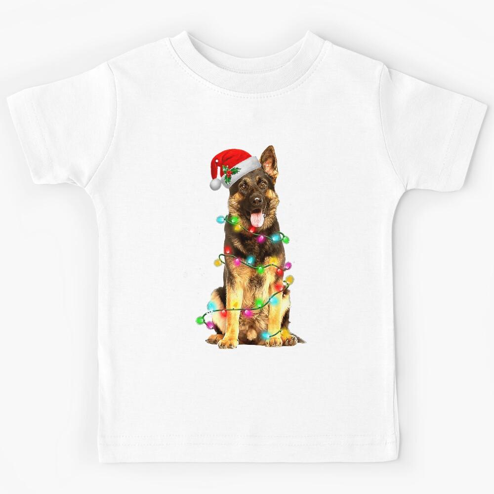German Shepherd Dog Tree Christmas Sweater Xmas Dogs Kids T-Shirt 150