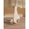 Niche French flower wedding shoes female lead wedding dress bride bridesmaid shoes women's single shoes stiletto high heels